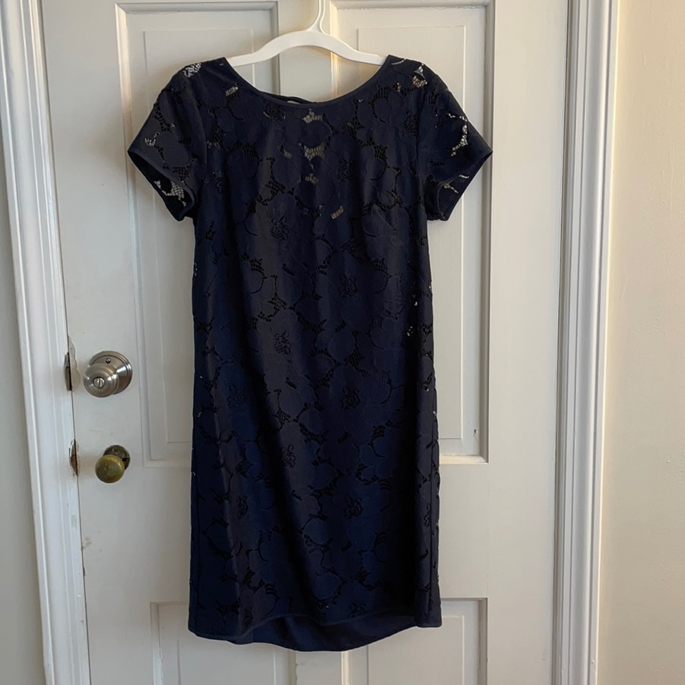 Navy blue floral printed dress